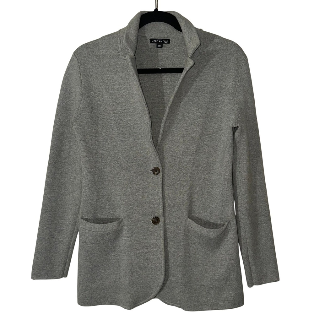 J.Crew Mercantile Gray Cotton Knit Two Button Sweater Blazer Cardigan XXS
